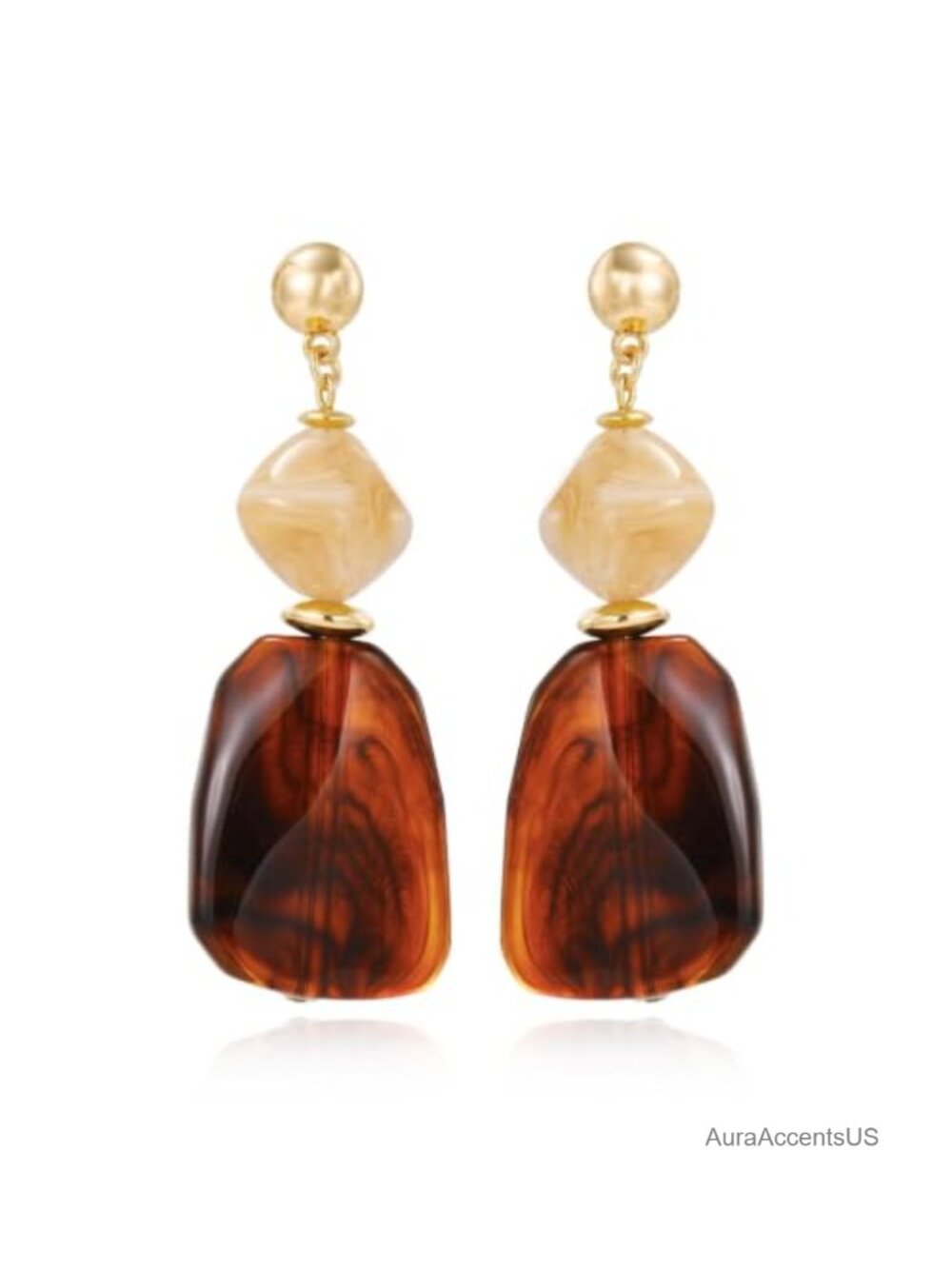 Statement Acrylic Resin Dangle Stud Earrings Geometric Beaded Drop